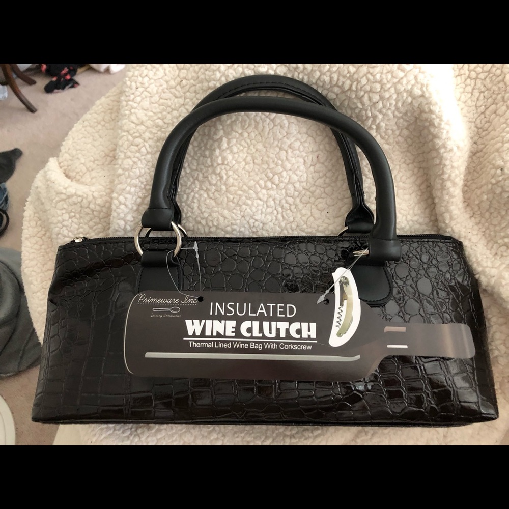Classy Insulated wine clutch with corkscrew.
